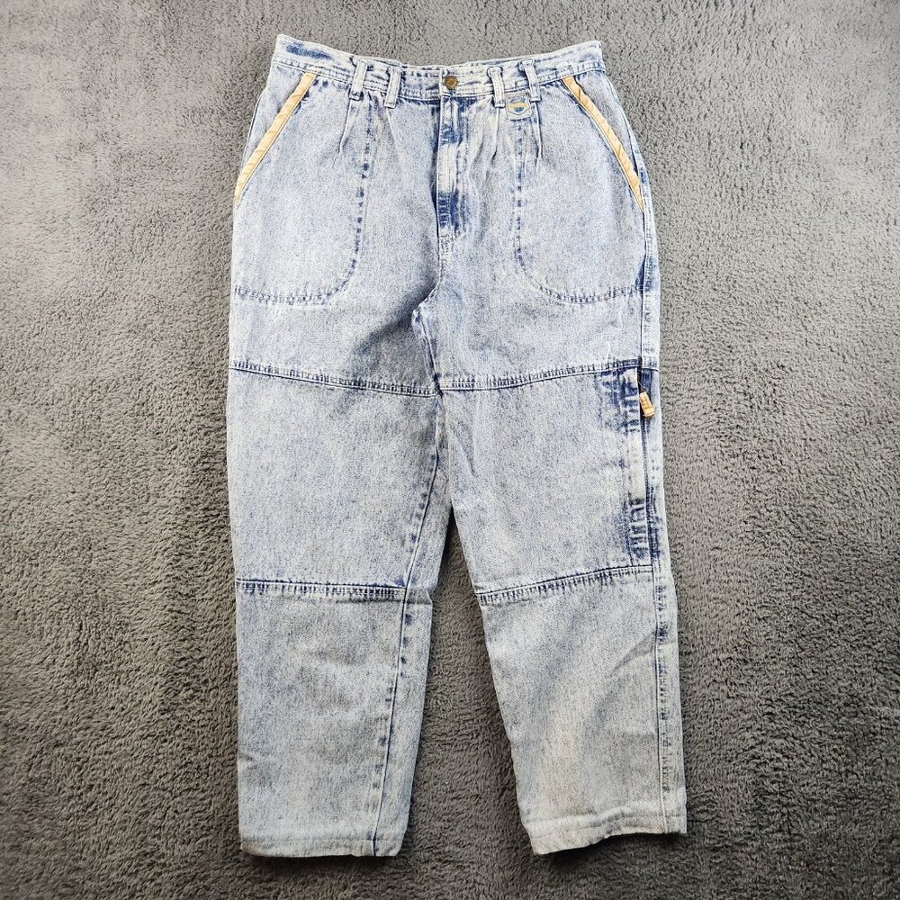 Men's Baggy Tapered Wide Leg Vintage Jeans Size 34x26 Double Knee 90's Acid Wash